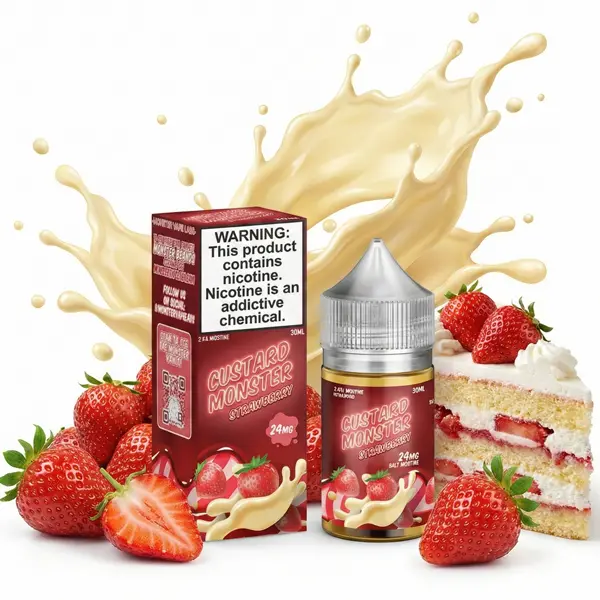 Custar-moster-strawberry-2 Jam Monster Salt Nic – 24mg Custard Monster Strawberry - Image 1