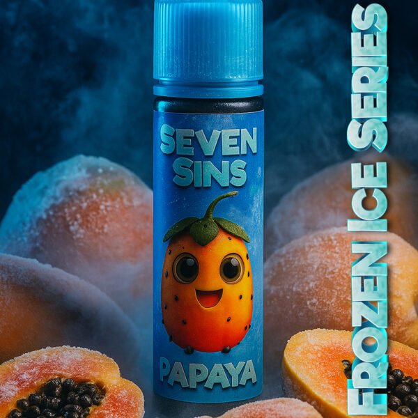 Seven Sins Salt Nic - 30ml- 25MG - Fozen Ice Series - Papaya Ice Frozen
