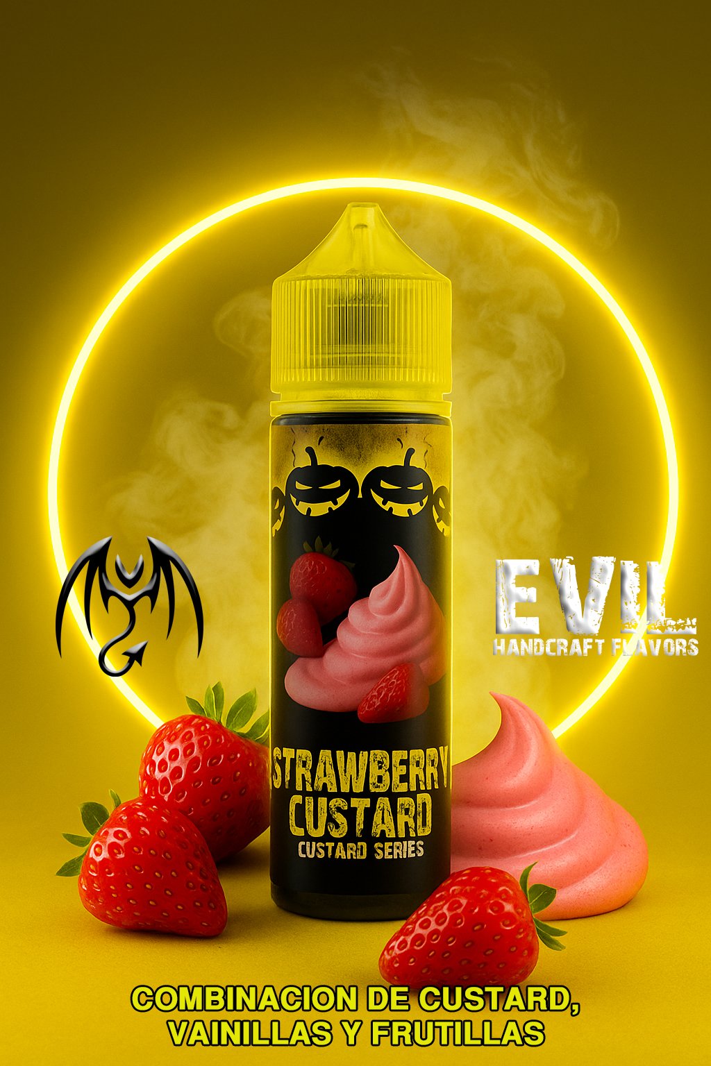 Strawberry Custard Evil Liquido - 60ml- 3MG -Custar Series - Strawberry Custard - Imagen 1