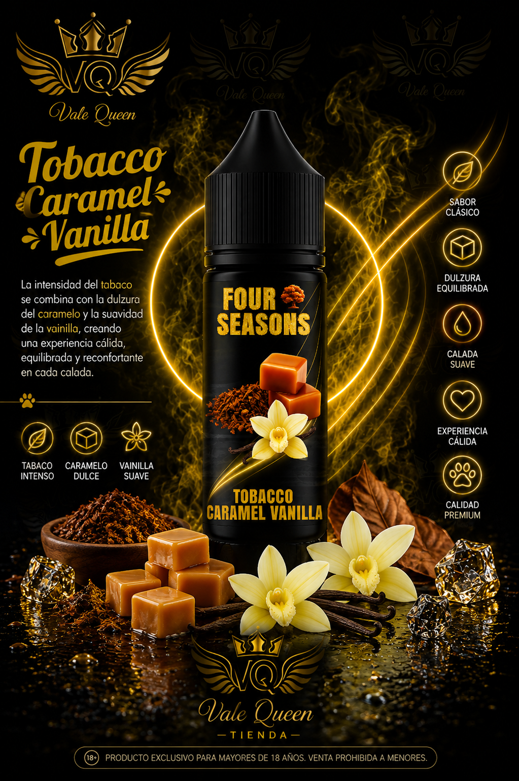 TOBACCO CARAMEL VAINILLA - Four Seasons Salt Nic - 30ml- 25MG - Tobacco Caramel Vanilla - Imagen 1