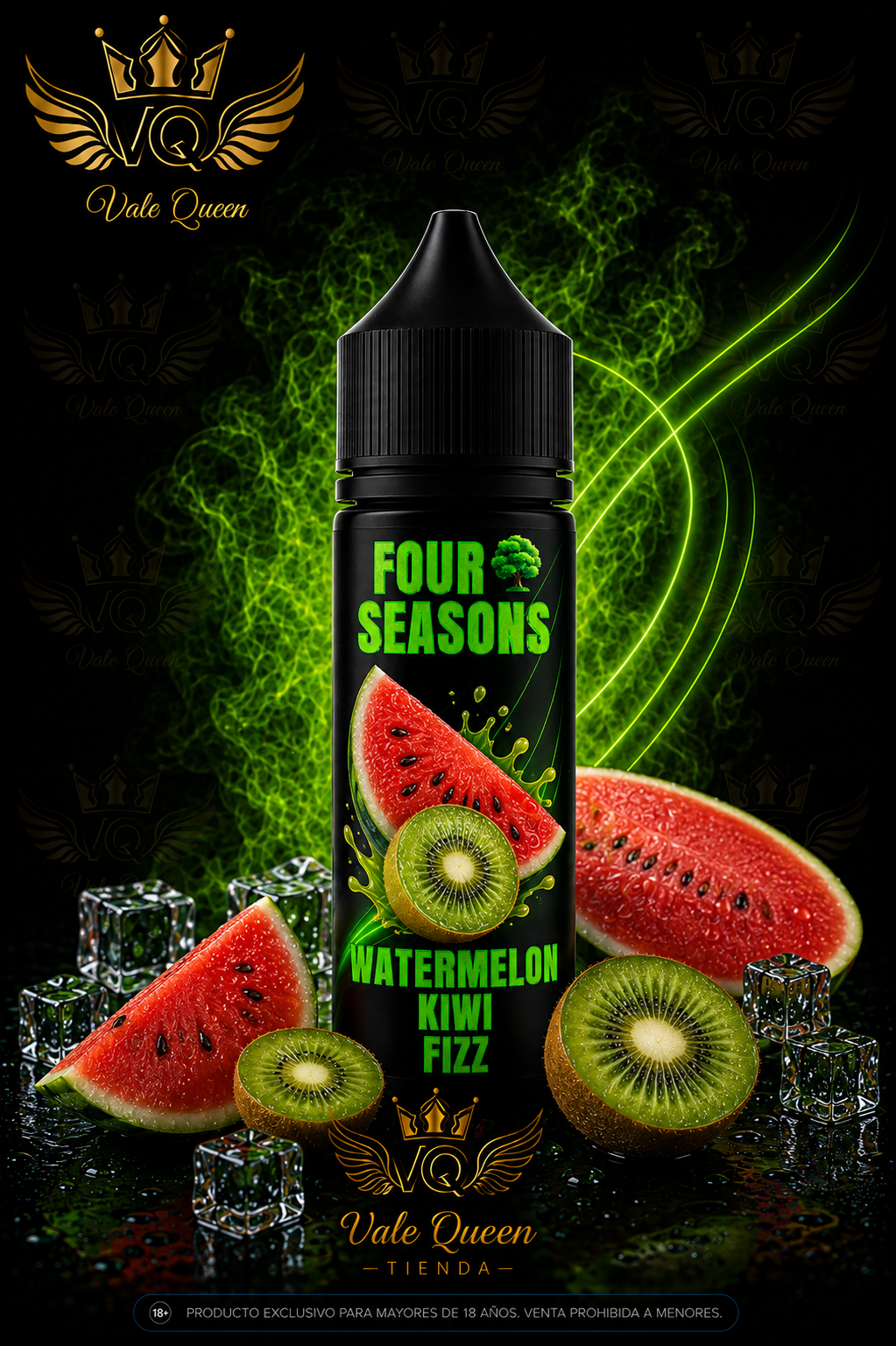 WATERMELON KIWI FIZZ - FRUTAL Four Seasons Salt Nic - 30ml- 25MG - Watermelon Kiwi Fizz - Imagen 1