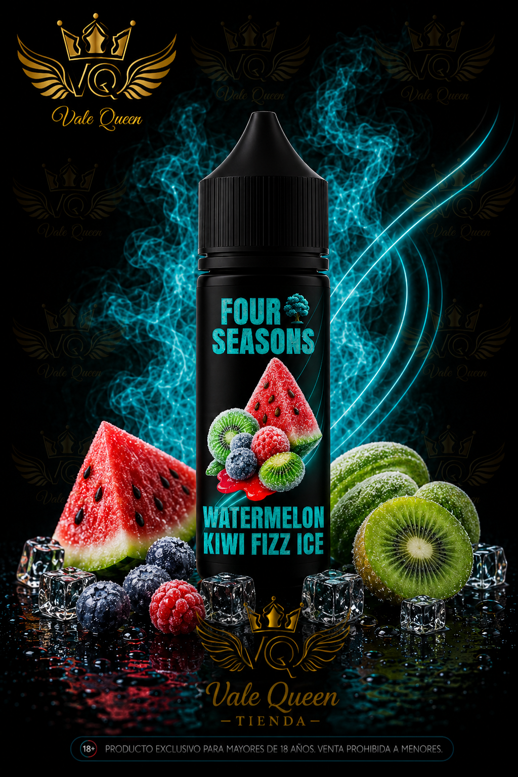 WATERMELON KIWI FIZZ ICE Four Seasons Salt Nic - 30ml- 25MG - Watermelon Kiwi Ice - Imagen 1