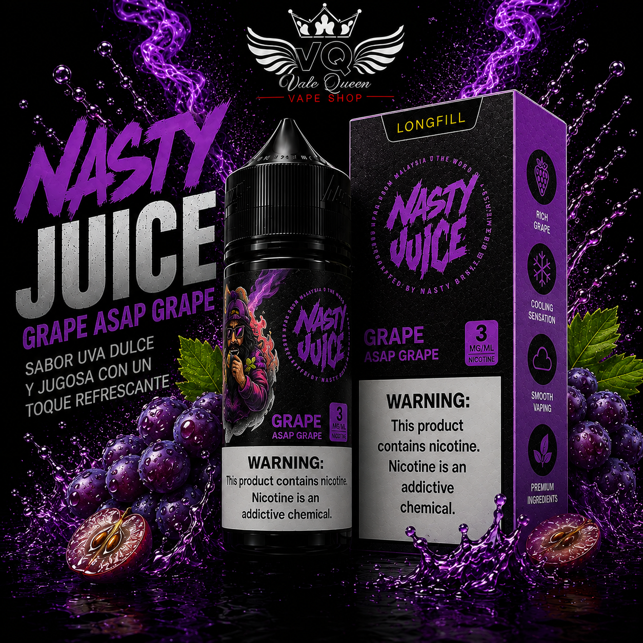 ASAP GRAPE Nasty 60ml Juice 3MG Asap Grape - Imagen 1