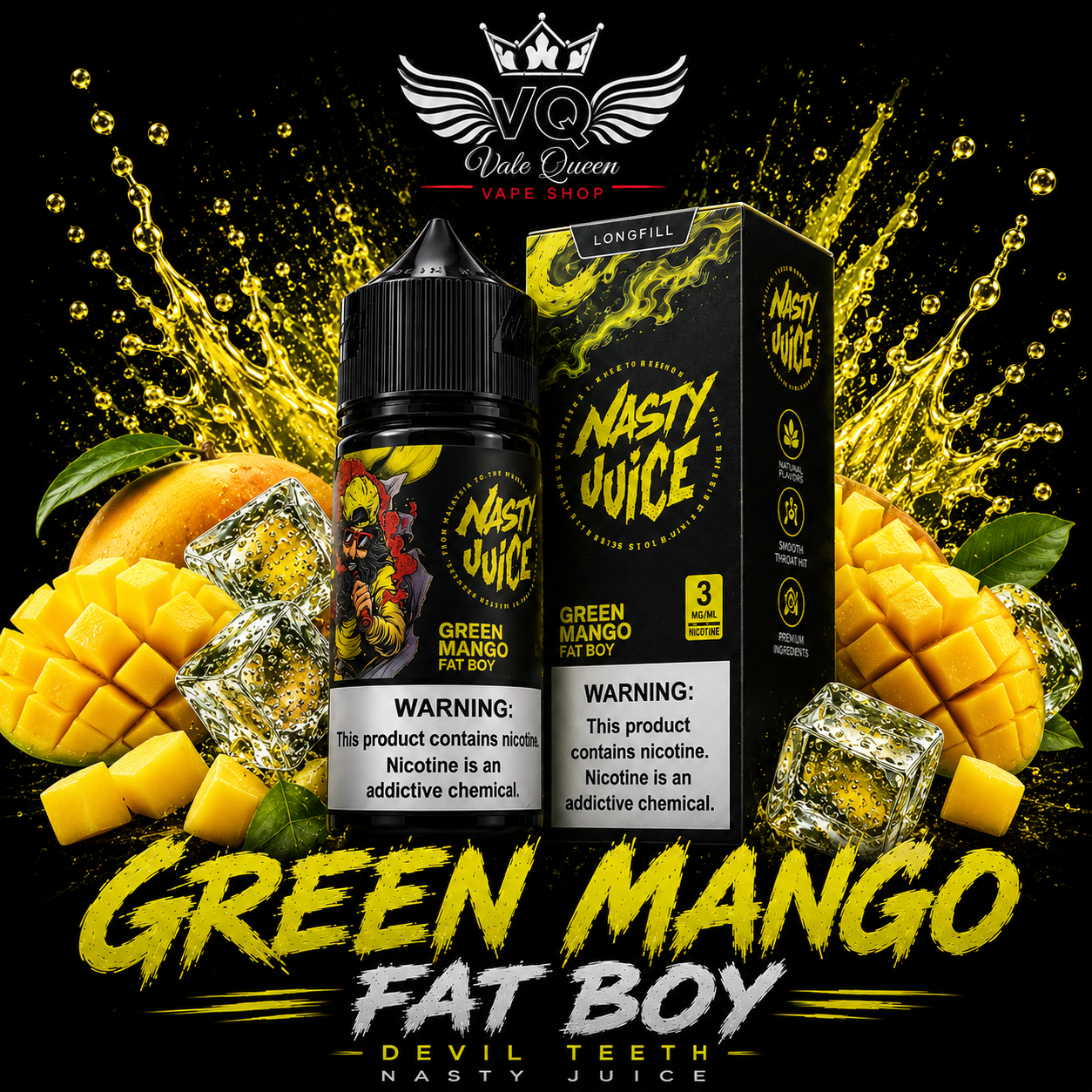 GREEN MANGO Nasty 60ml Juice 3MG Fat Boy - Imagen 1