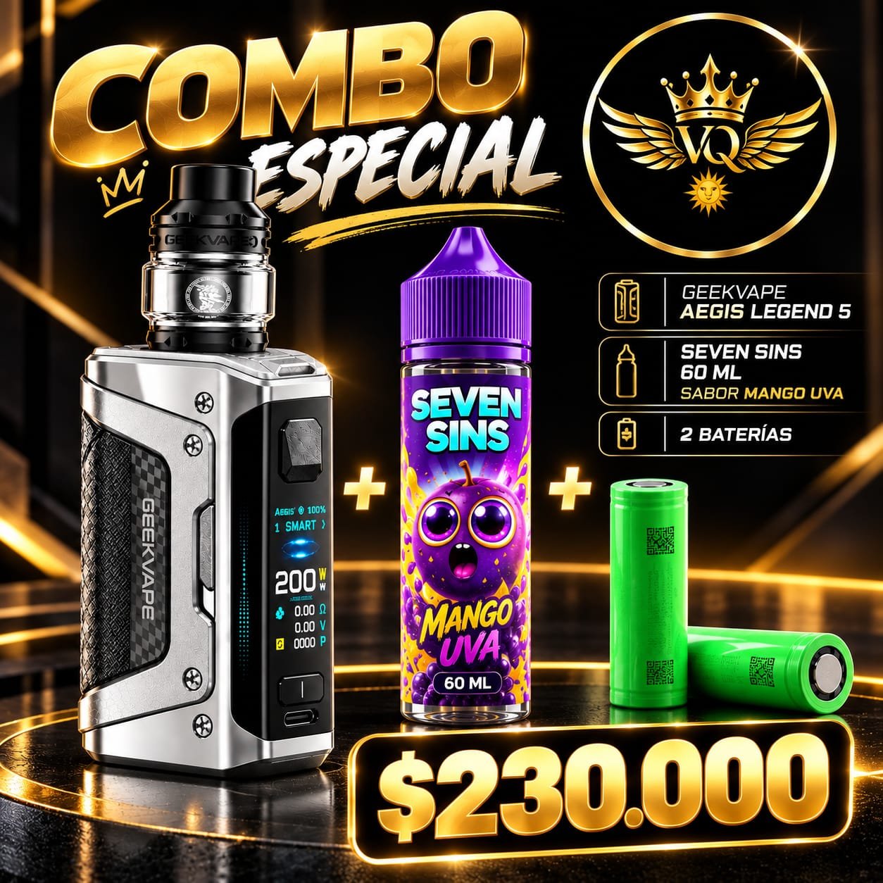 WhatsApp Image 2026-09-25 at 08.01.28 GEEKVAPE Aegis Legend 5 + Seven Sins + 2 Baterías - Imagen 1
