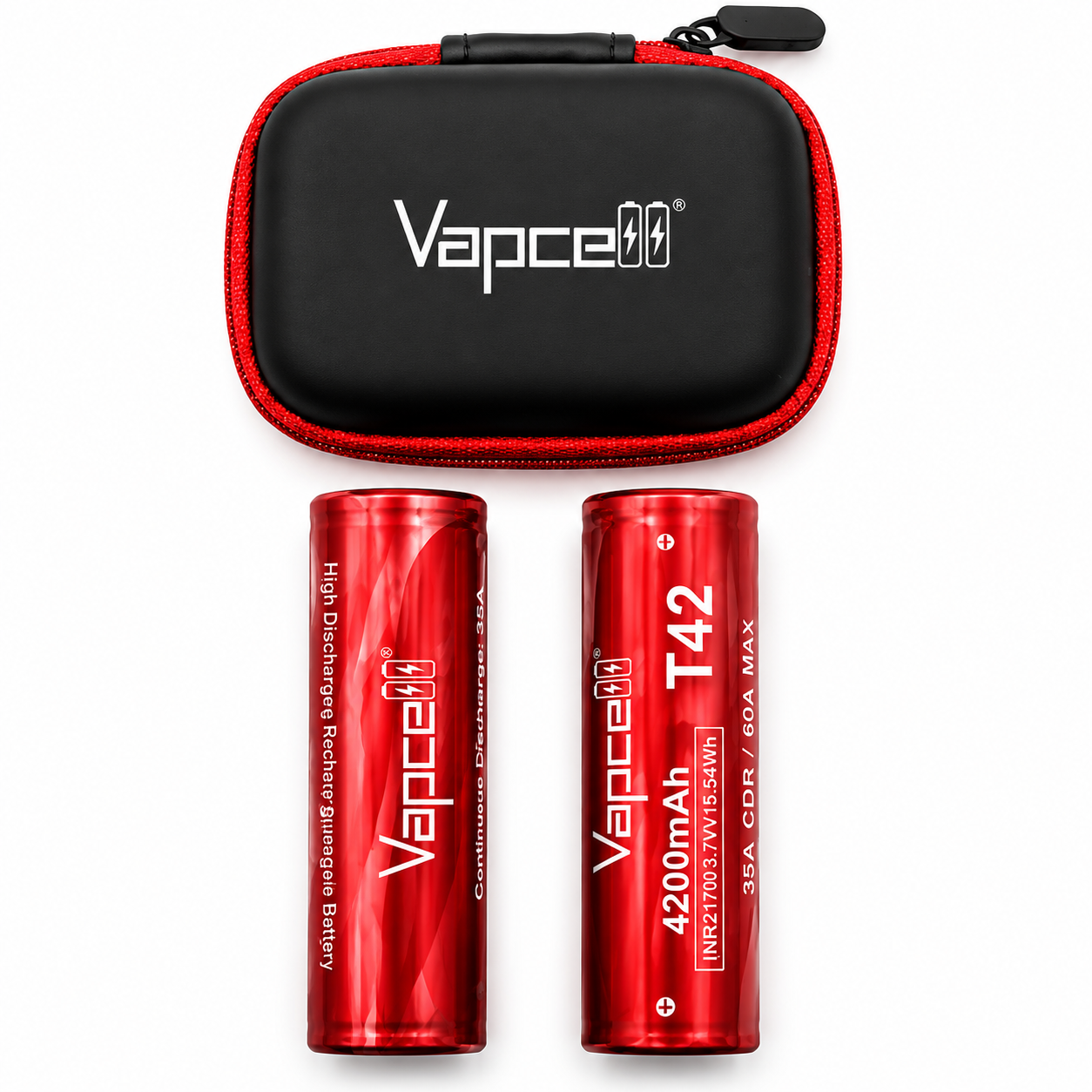 Kit de baterías Vapcell rojo y negro Bateria Vapcell T42 21700 4200mAh - Imagen 1